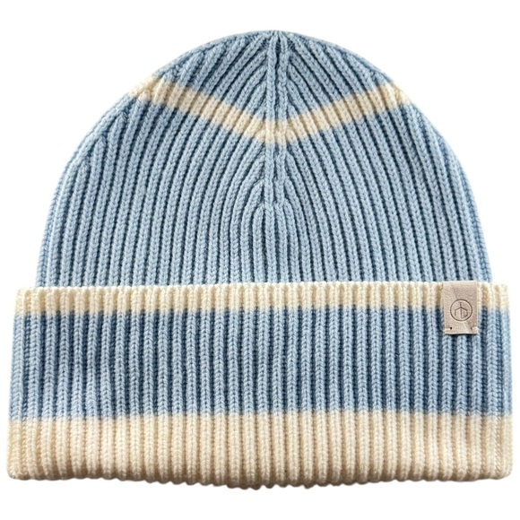 rag & bone Other - Rag & Bone Addison Striped Wool Beanie Light Blue Cream